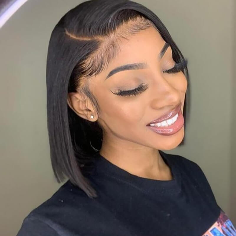 Wavymy Dome Cap Glueless Wear & Go Wigs Straight Bob Wigs 13x4 HD Lace Front Wigs 180% Density