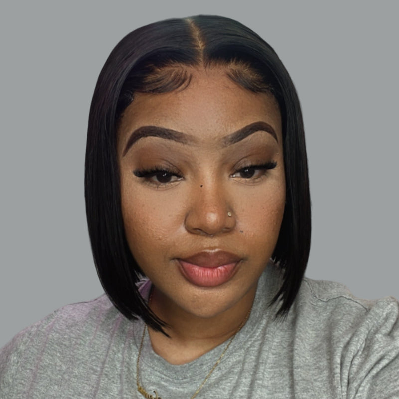 Wavymy Dome Cap Glueless Wear & Go Wigs Straight Bob Wigs 13x4 HD Lace Front Wigs 180% Density