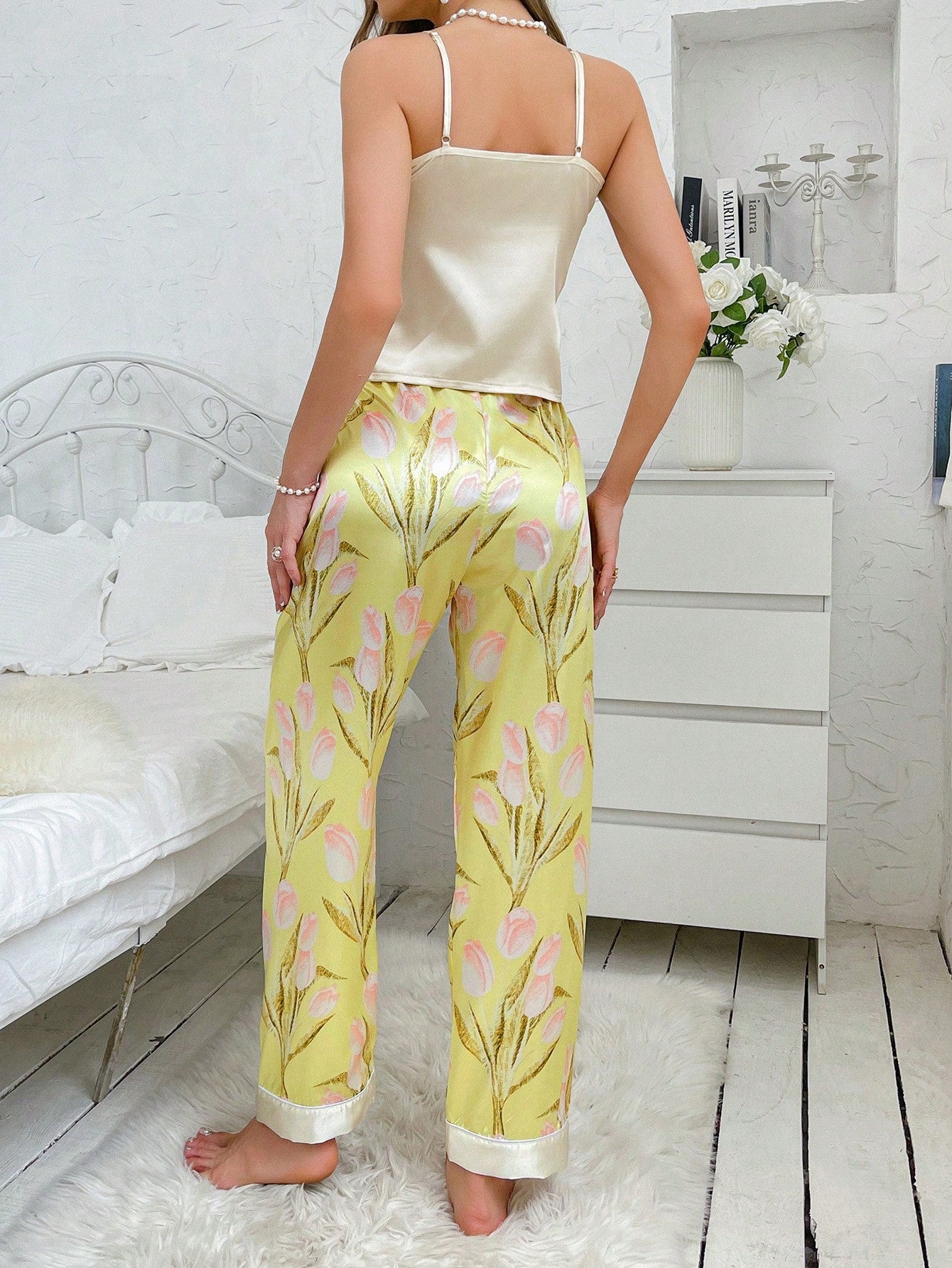 Floral Print Satin PJ Set