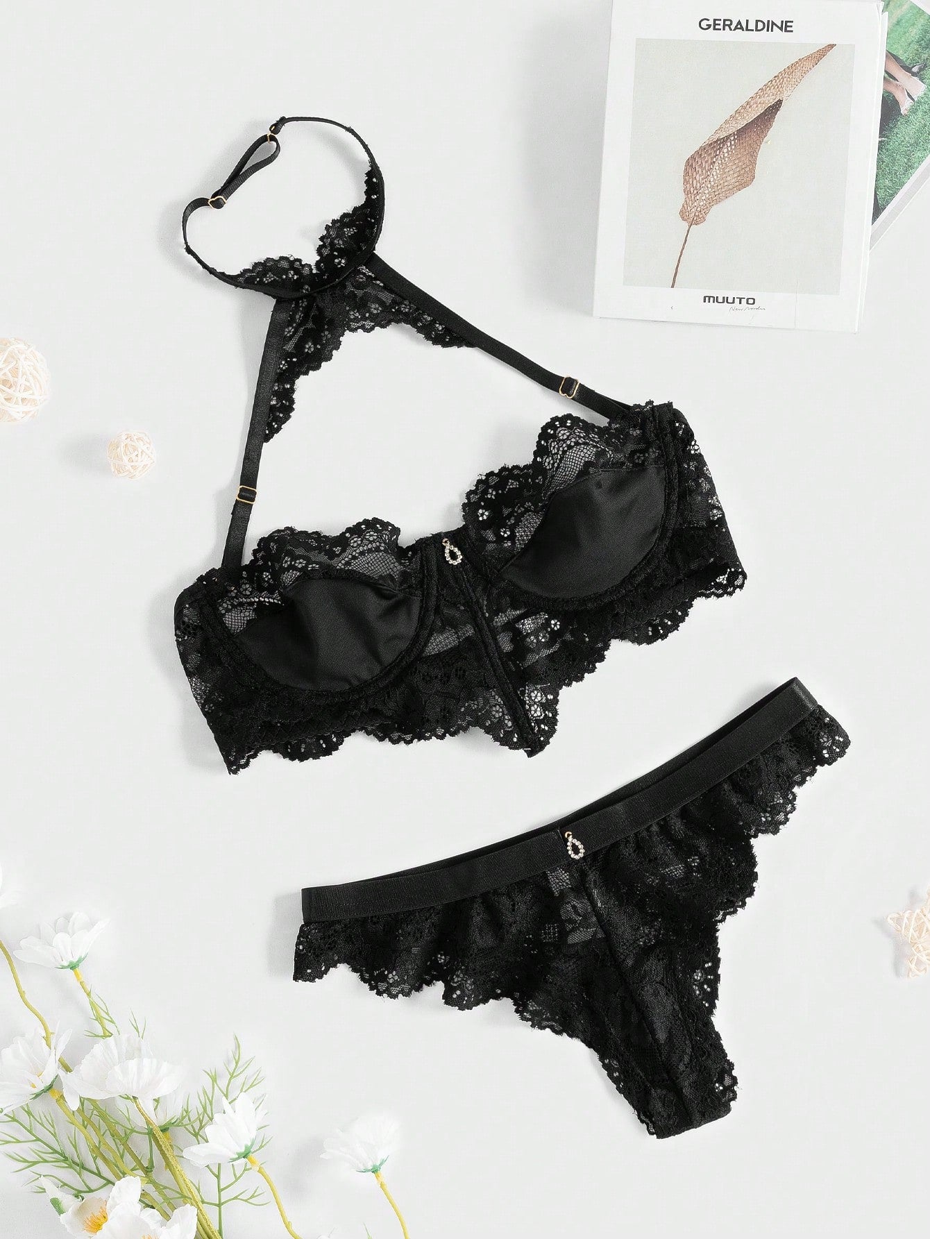 Lace Bra And Panty Set With Underwire For Women, Sexy