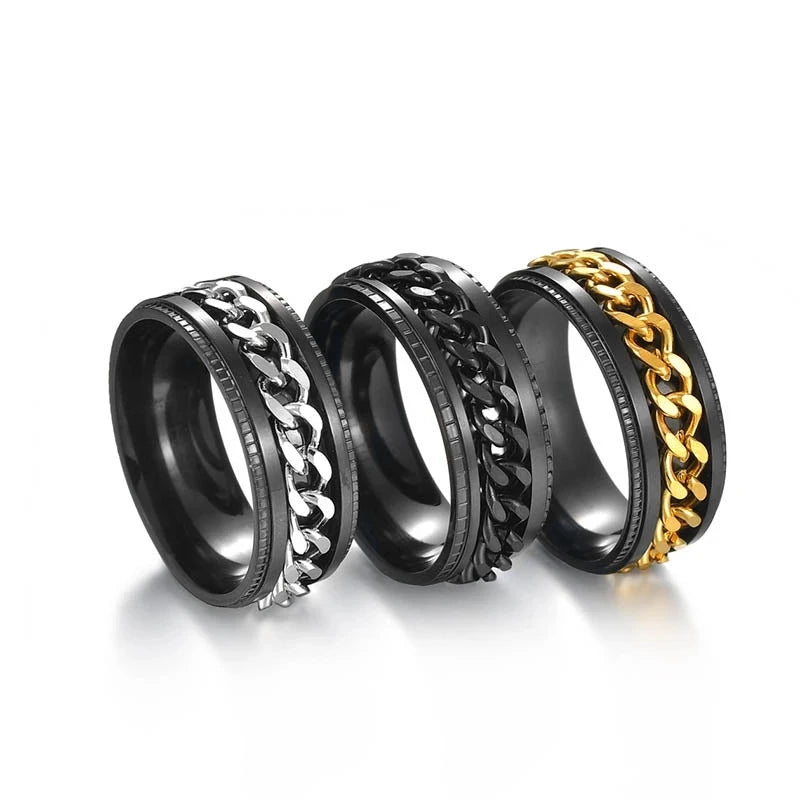 For Him Stainless Steel Spinner Chain Ring for Men
