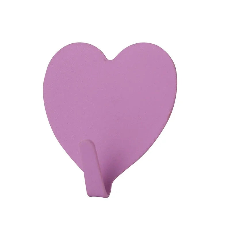 2/4pcs Japanese Hooks Heart Shape Stainless Steel Self Adhesive Decor