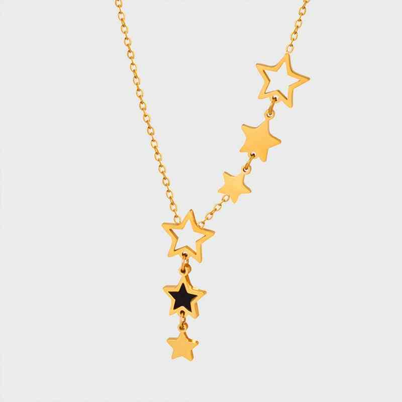 Titanium Steel Geometric Star Drop Necklace