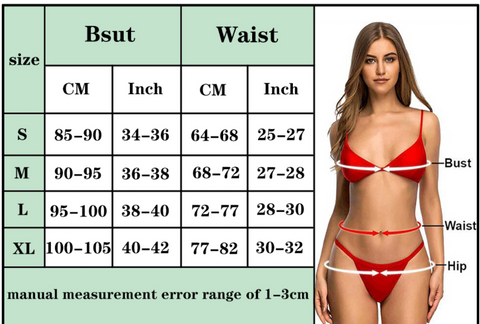 sexy fashion swimsuit size guide for women