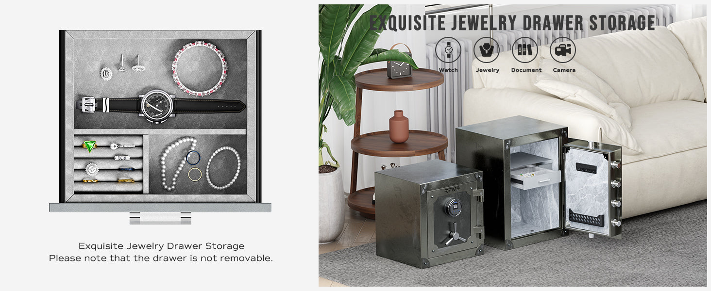 RPNB Large Home Fingerprint Retro Style Biometric Safe Box