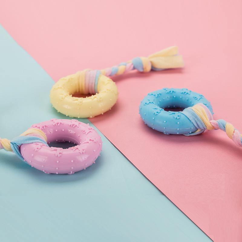 Donut Shaped Bite-Resistance Dog Toy With Rope