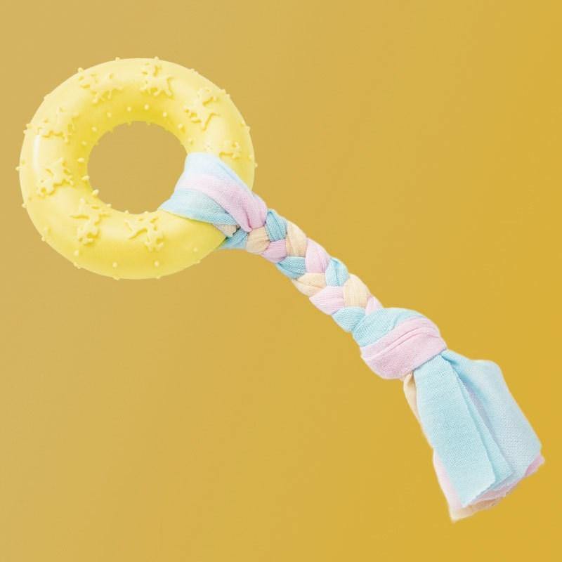 Donut Shaped Bite-Resistance Dog Toy With Rope