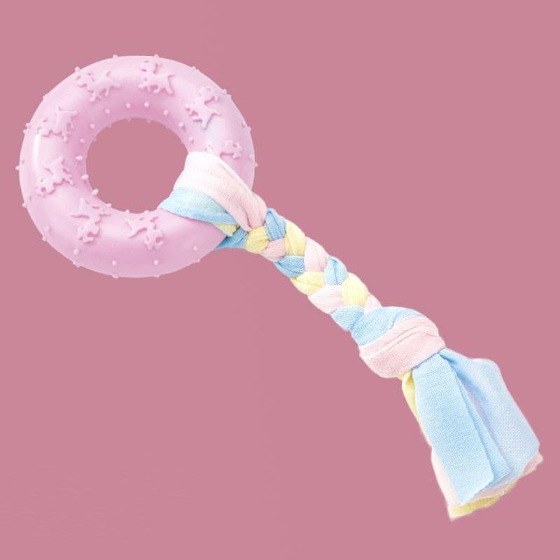 Donut Shaped Bite-Resistance Dog Toy With Rope