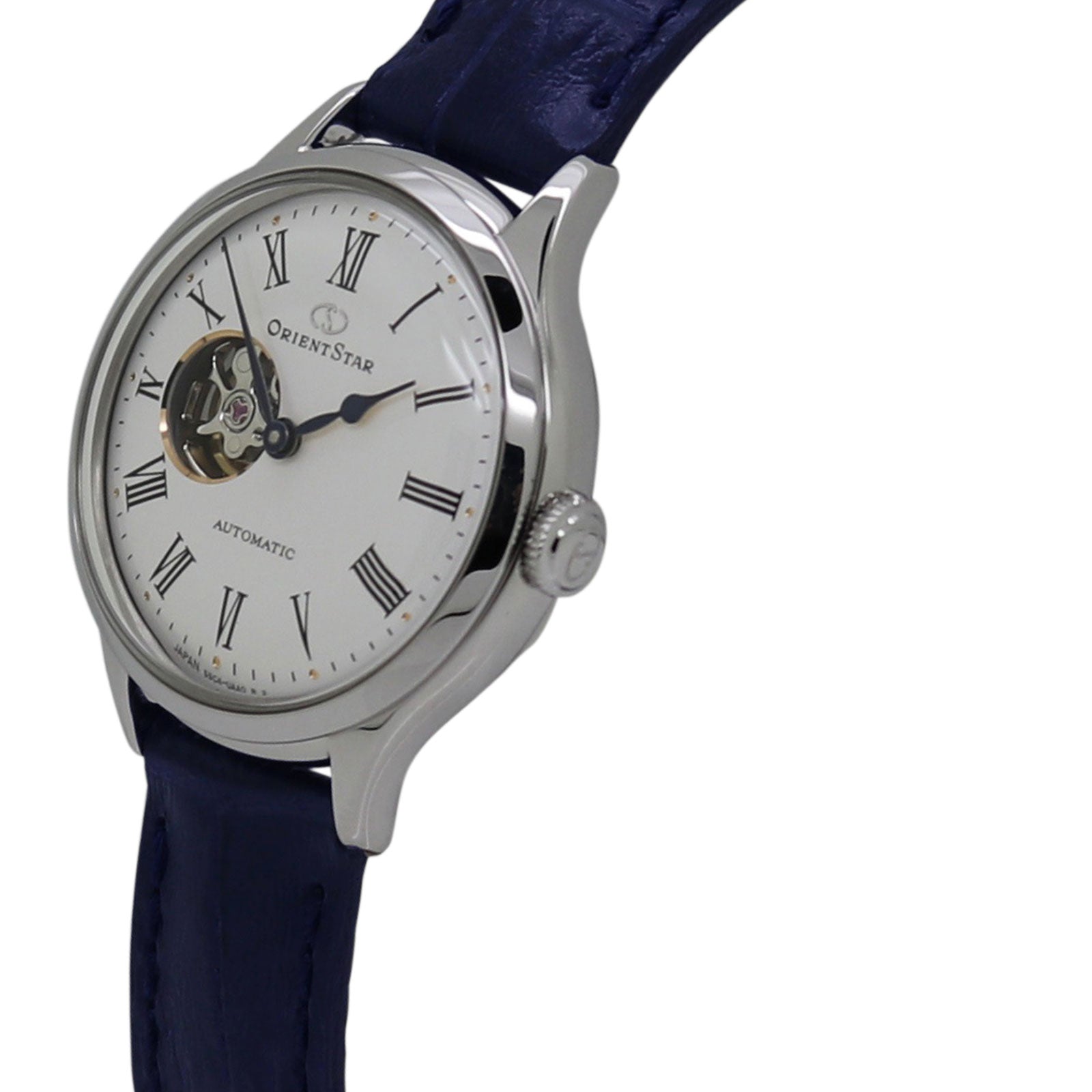 Orient Star Open Heart White Dial Blue Leather Strap Ladies Dress Watch