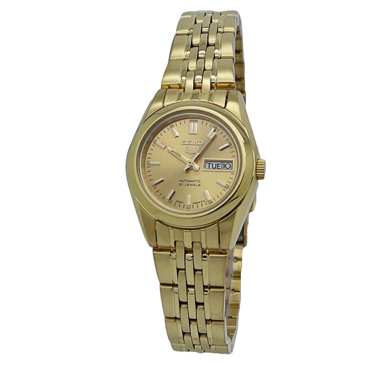 Seiko 5 Automatic 21 Jewels Gold-Tone Stainless Steel Ladies Watch SYMA38