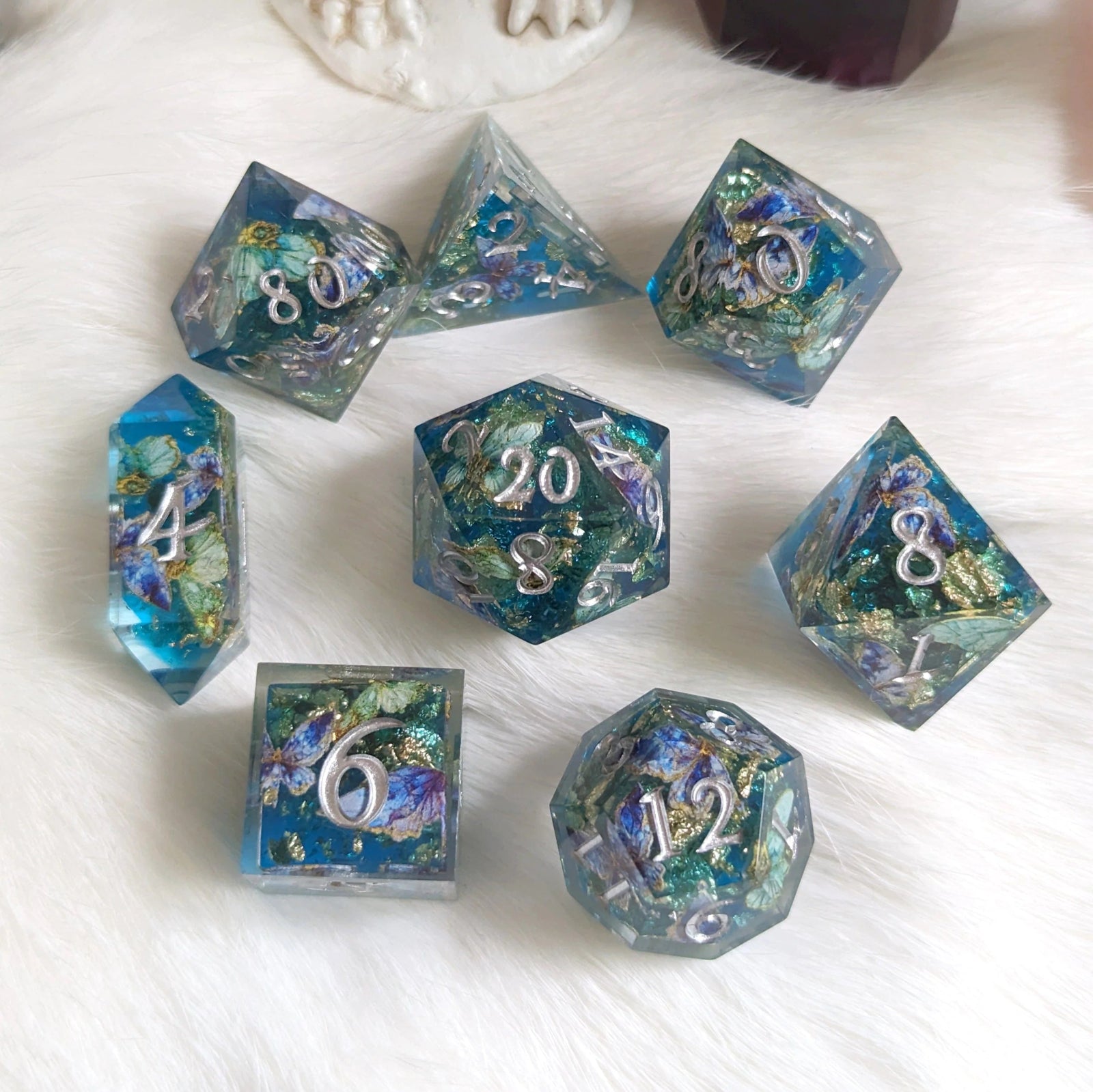 Butterfly Realm - Sharp Edge Resin - 7 Dice Set