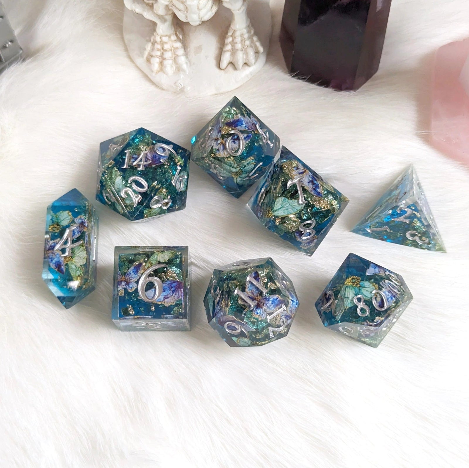 Butterfly Realm - Sharp Edge Resin - 7 Dice Set