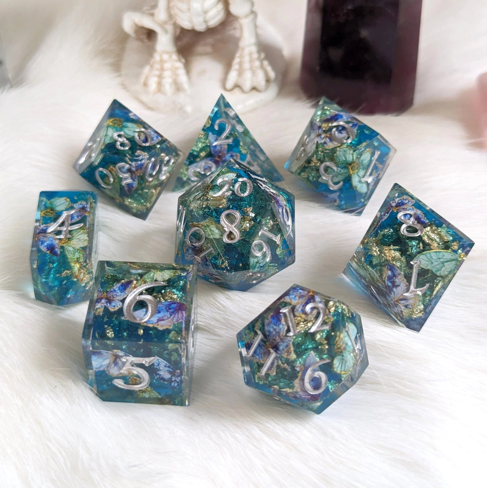 Butterfly Realm - Sharp Edge Resin - 7 Dice Set