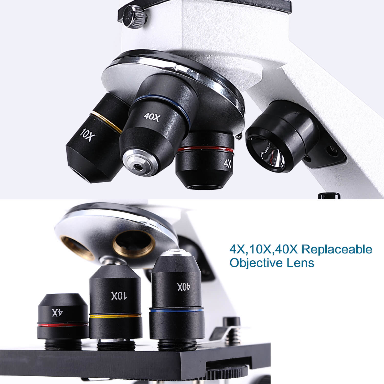 ux001 default with 4x 10x 40x replaceable objective lens