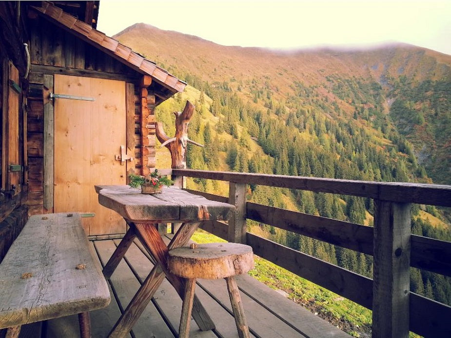 beautiful view outside a cabin