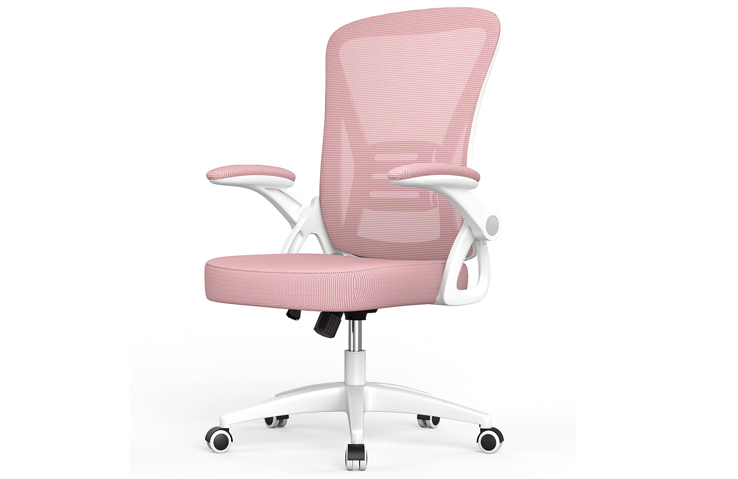 Office Chair Ergonomic Desk Chair with 90¡ã Flip-up Armrest Height Adjustable for Home Office, Pink/White