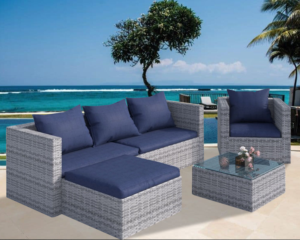 Coastal Resort Style Rattan Sofa