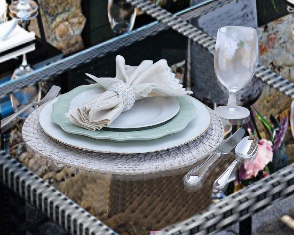 Placemats and Napkins on Rattan Dining Table