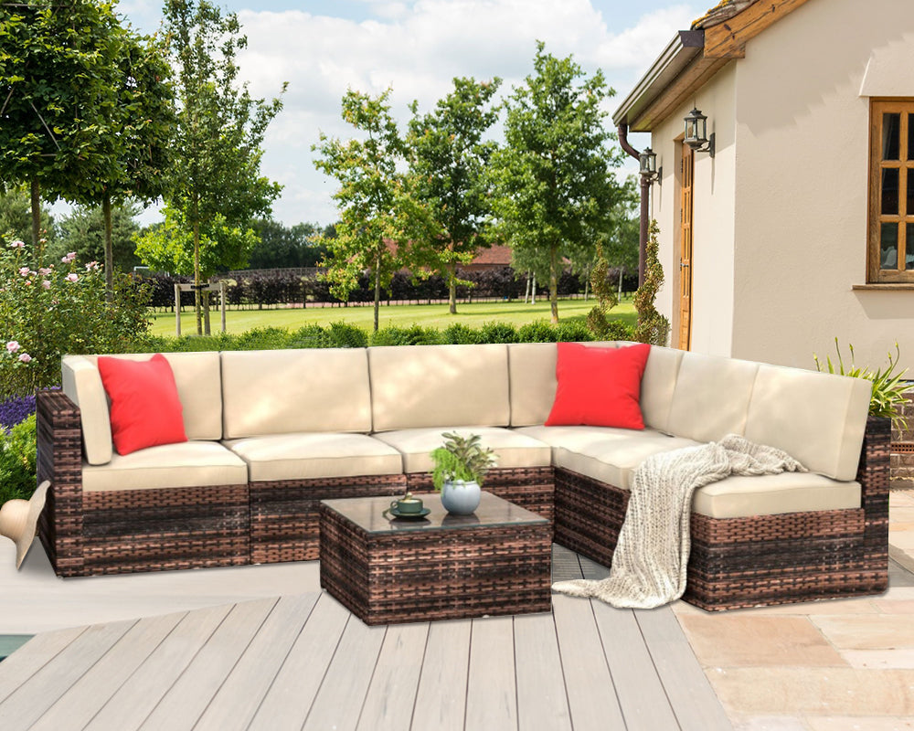 Outdoor Sleeping Space with a Rattan Corner Sofa Set