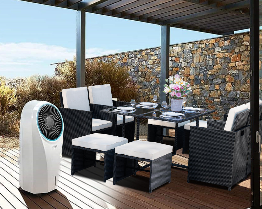 Place the Rattan Furniture Next to the Outdoor Evaporative Cooler