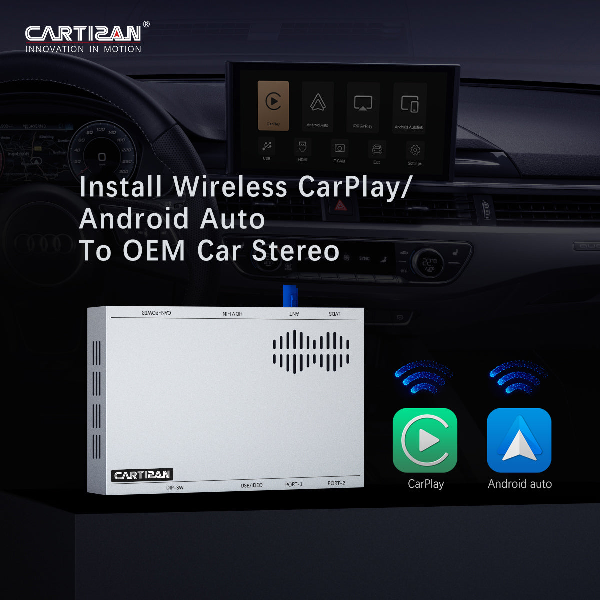 CarPlay Interface For Audi A3 S3 8V MIB 5.8 7 Android Auto Wireless  Camera Kit