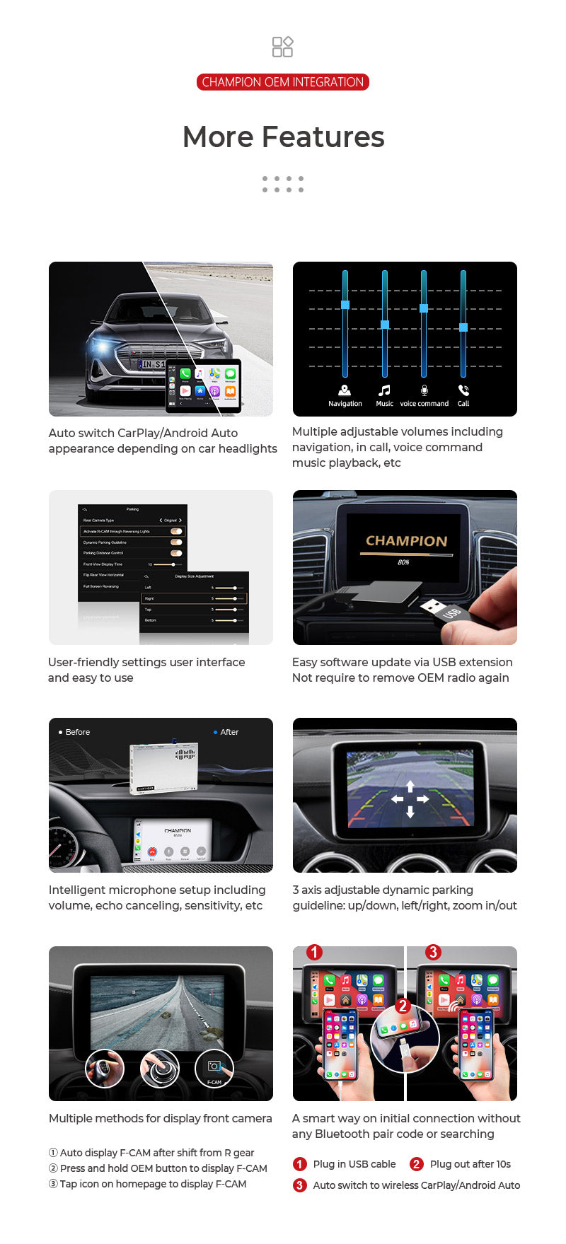 Multimedia interface wireless CarPlay/Android Auto/Mirroring adapter for  Mercedes-Benz A/B/C/E/CLA/GLA/GLK/ML class NTG 4.5/4.7