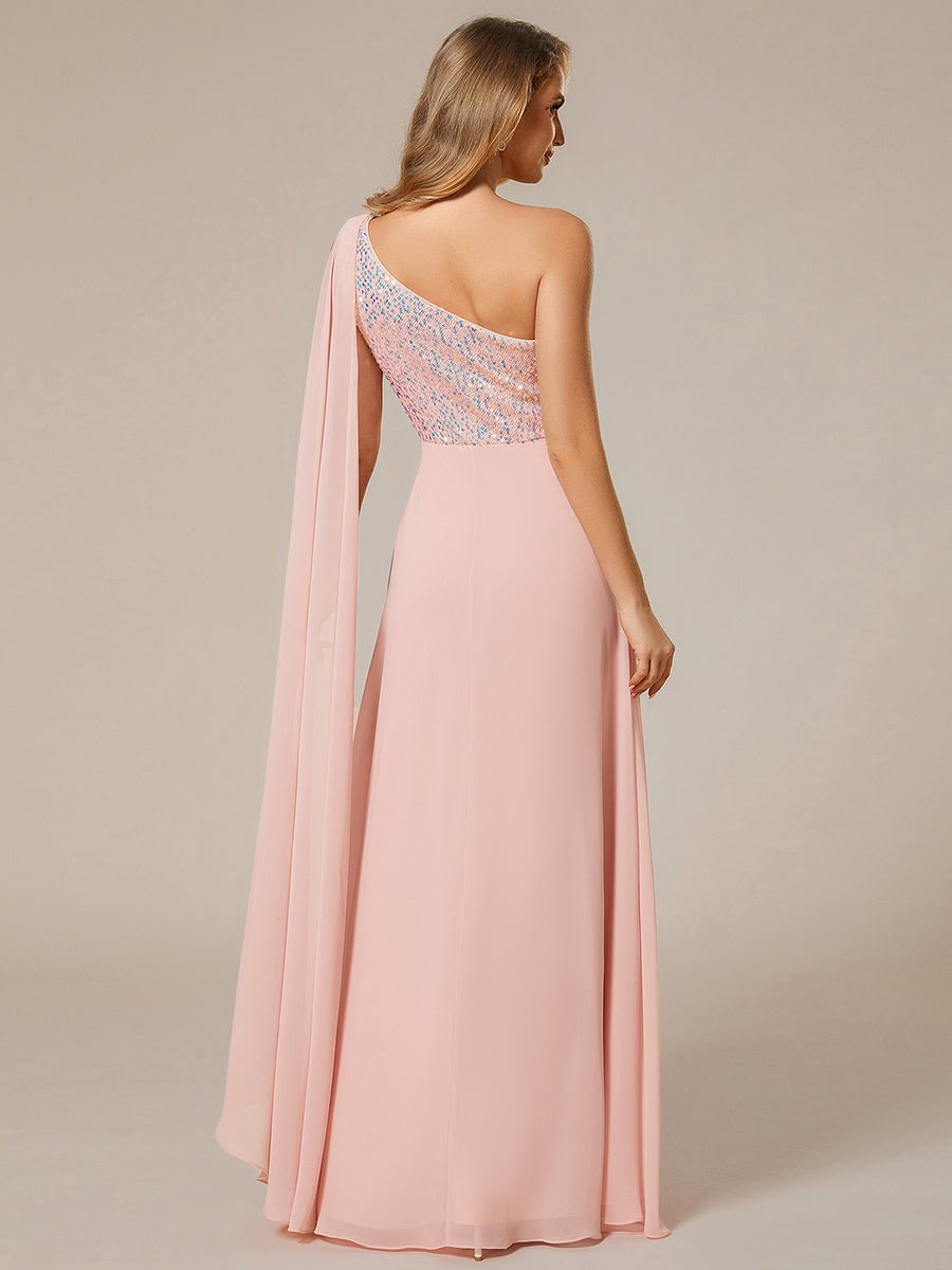 Dazzling Dreams: A-Line Shiny Sequin Chiffon Evening Dress