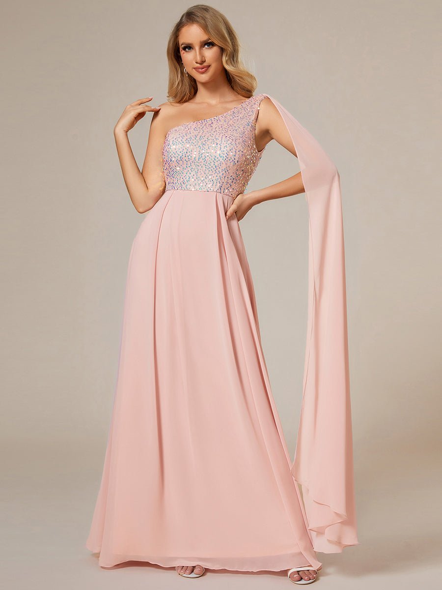 Dazzling Dreams: A-Line Shiny Sequin Chiffon Evening Dress