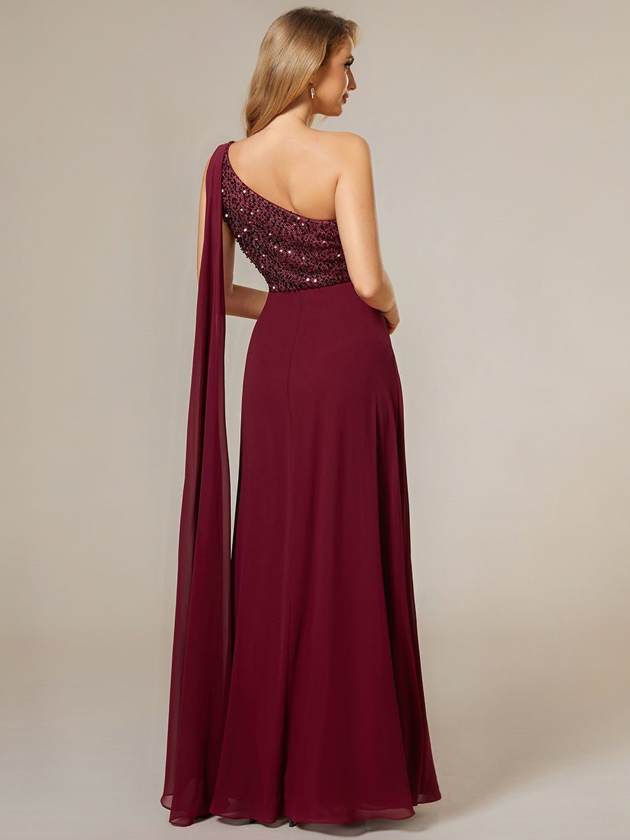 Dazzling Dreams: A-Line Shiny Sequin Chiffon Evening Dress