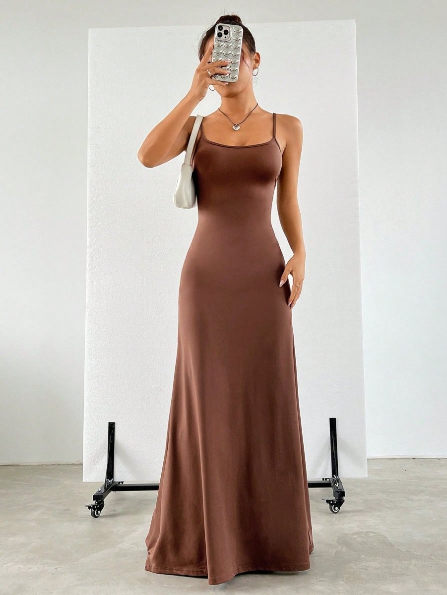 EZwear Solid Cami Floor Length Dress