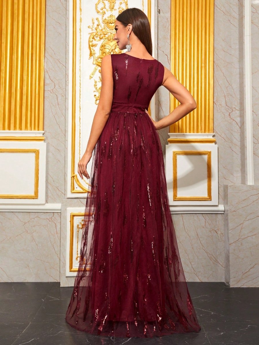 Giffniseti Contrast Sequin Mesh Overlay Formal Dress: A Perfect Blend of Elegance and Sparkle
