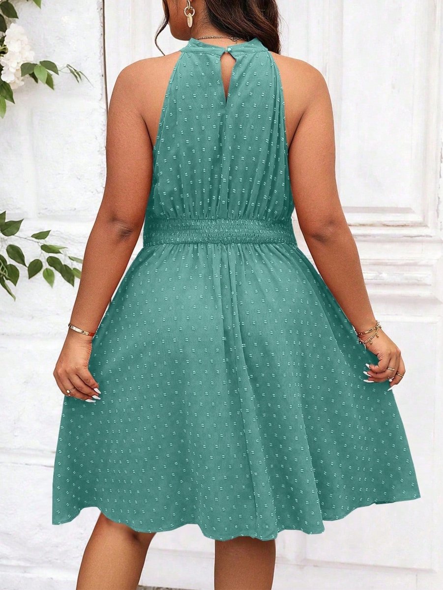 Plus Swiss Dot Halter Neck Dress: A Flirty and Stylish Addition to Your Wardrobe