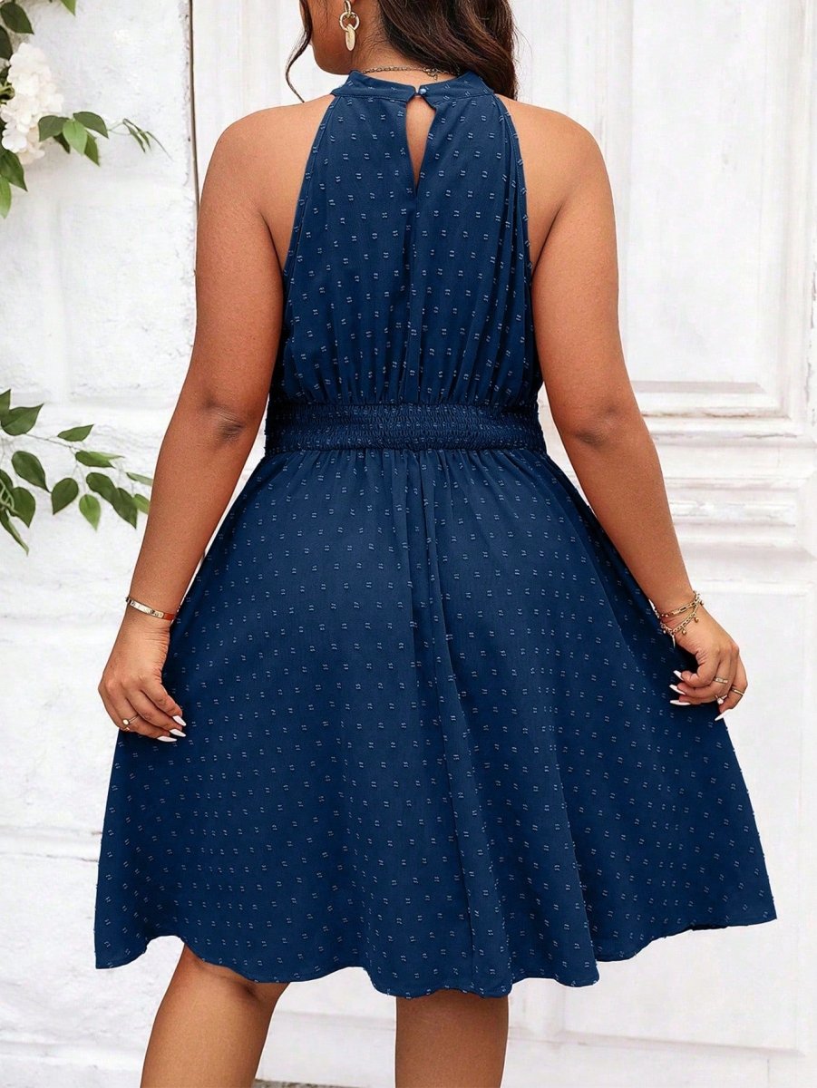 Plus Swiss Dot Halter Neck Dress: A Flirty and Stylish Addition to Your Wardrobe