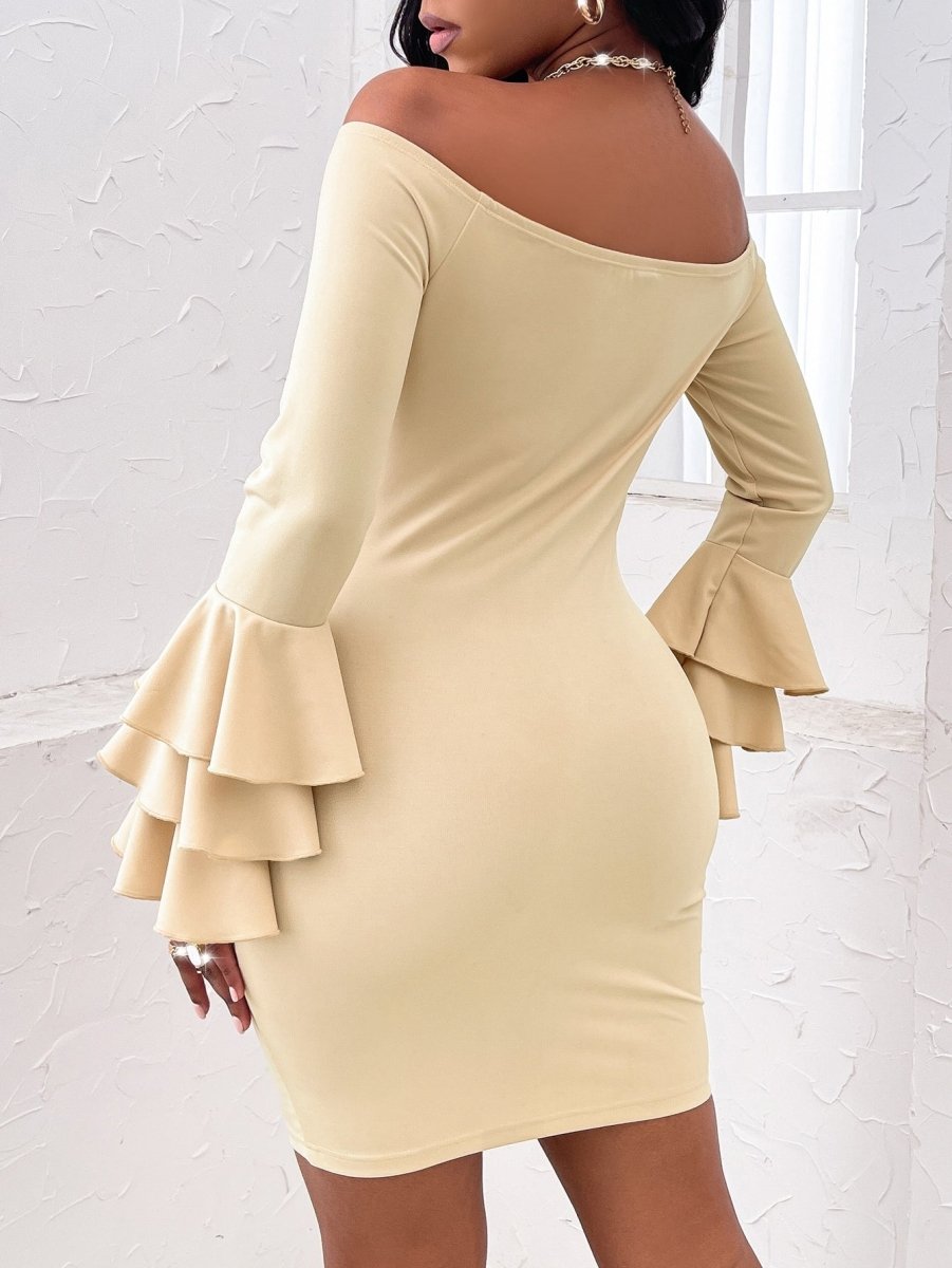 Slayr Off Shoulder Layered Sleeve Bodycon Dress