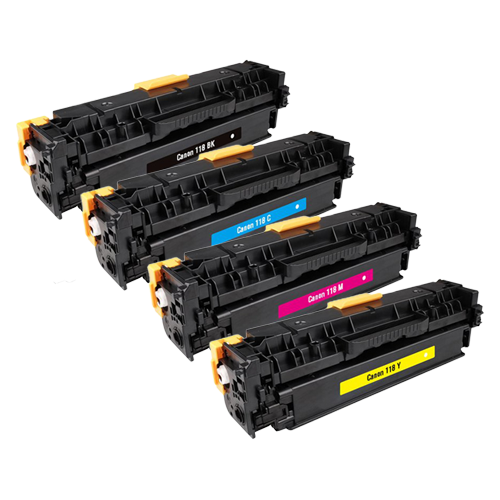 Remanufactured Canon 118 Toner Cartridges - 4-Pack Color Set ( 118 Black, 118 Cyan, 118 Magenta, 118 Yellow )