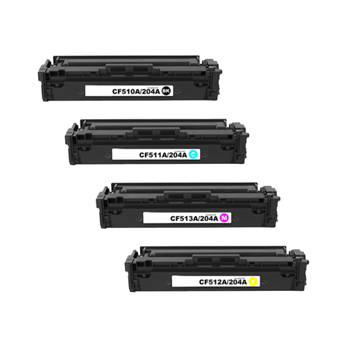Compatible HP 204A Toner Cartridges - 4-Pack Color Set (CF510A, CF511A, CF512A, CF513A)