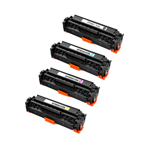 Remanufactured HP 312X Toner Cartridges - 4-Pack Color Set (CF380X, CF381A, CF382A, CF383A)