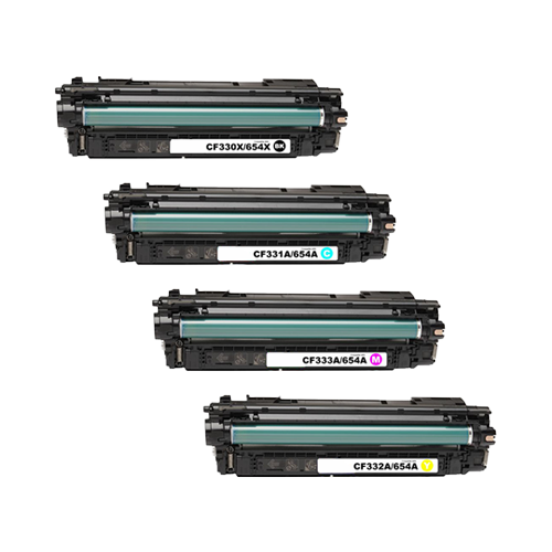 Remanufactured HP 654X Toner Cartridges - 4-Pack Color Set (CF330X, CF331A, CF332A, CF333A)