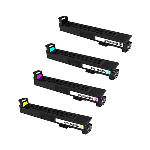 Compatible HP 826A Toner Cartridges - 4-Pack Color Set (CF310A, CF311A, CF312A, CF313A)