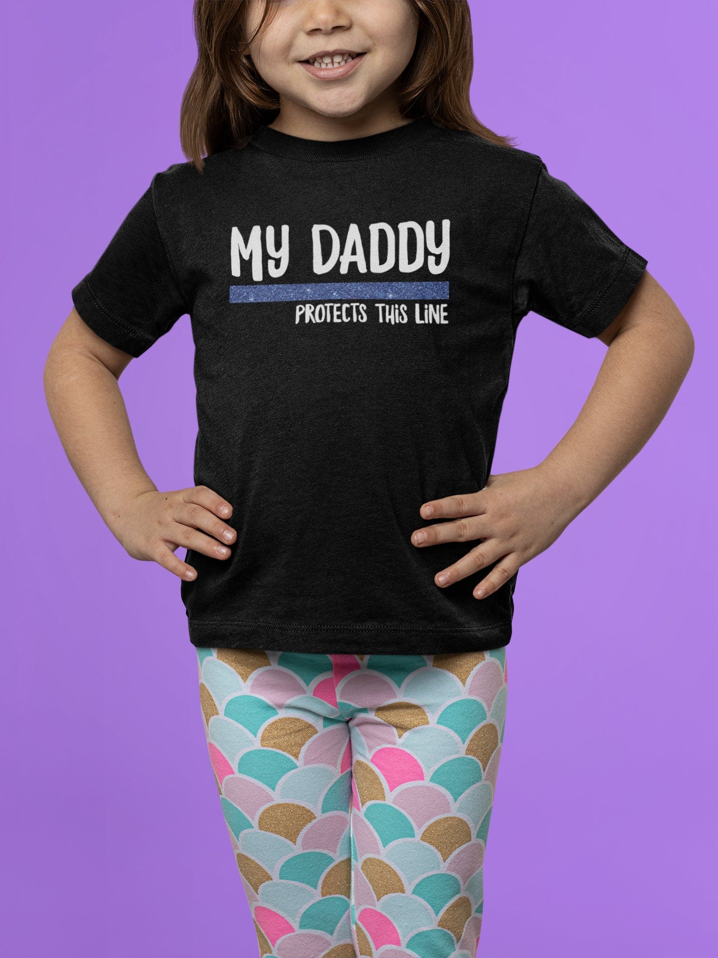 My Daddy Protects This Line Shirt, Thin Blue Line Shirt, Police Kid Shirt, Deputy Kid Shirt