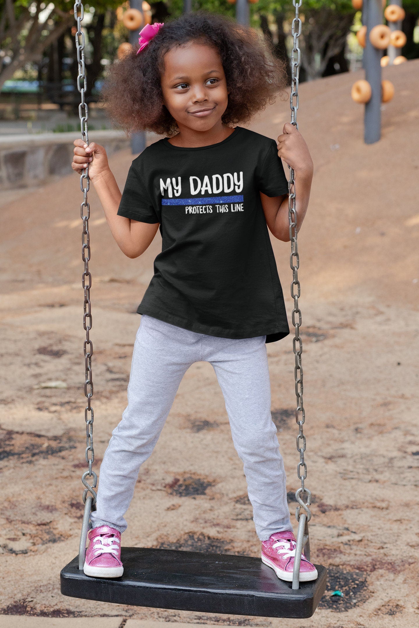 My Daddy Protects This Line Shirt, Thin Blue Line Shirt, Police Kid Shirt, Deputy Kid Shirt
