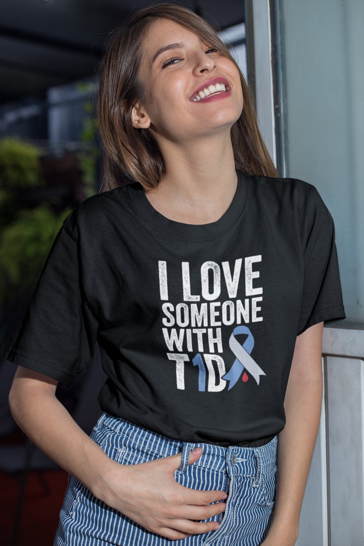 I love someone with T1D Shirt, Type 1 Diabetes Shirt, T1D Hope Ribbon, Gift For Diabetic, Diabetes Warrior