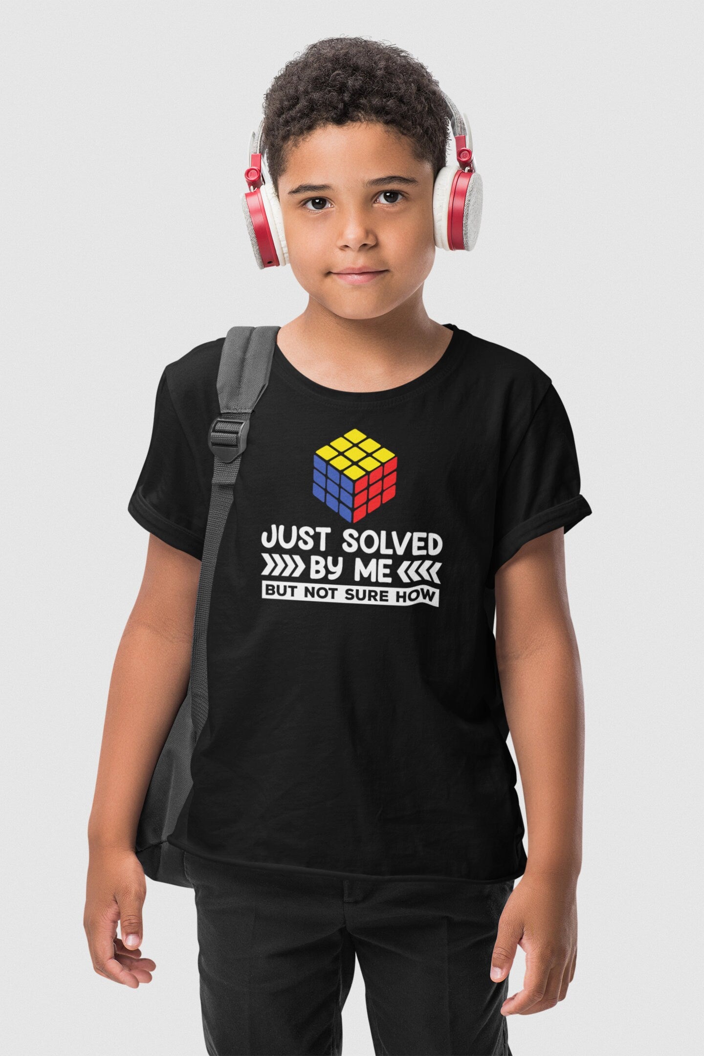 Just Solved By Me But Not Sure How Shirt, Rubik Competition, Rubik Cube Gift, Speed Cubing Shirt