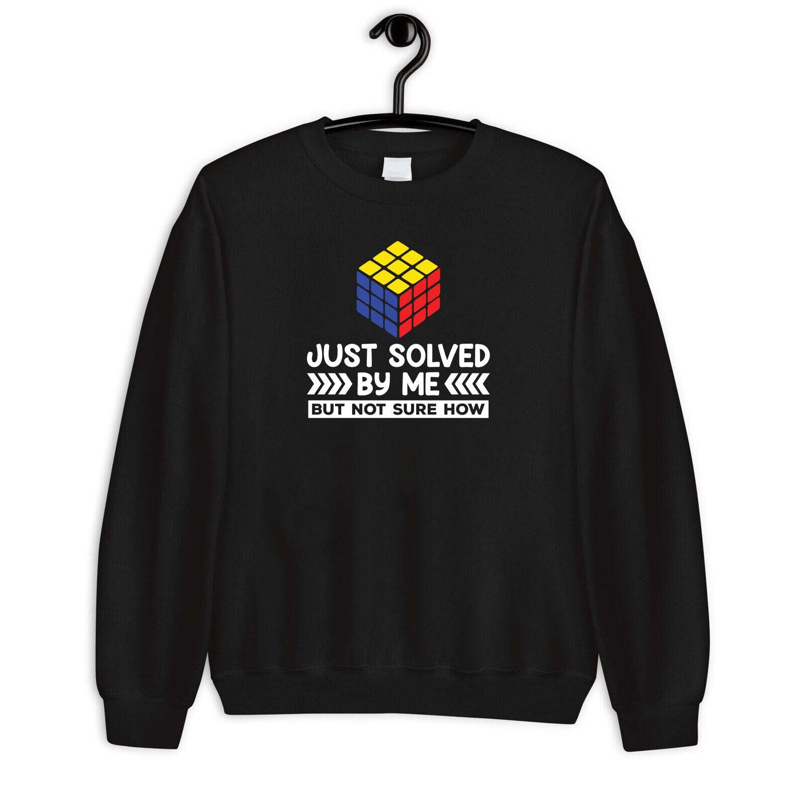 Just Solved By Me But Not Sure How Shirt, Rubik Competition, Rubik Cube Gift, Speed Cubing Shirt