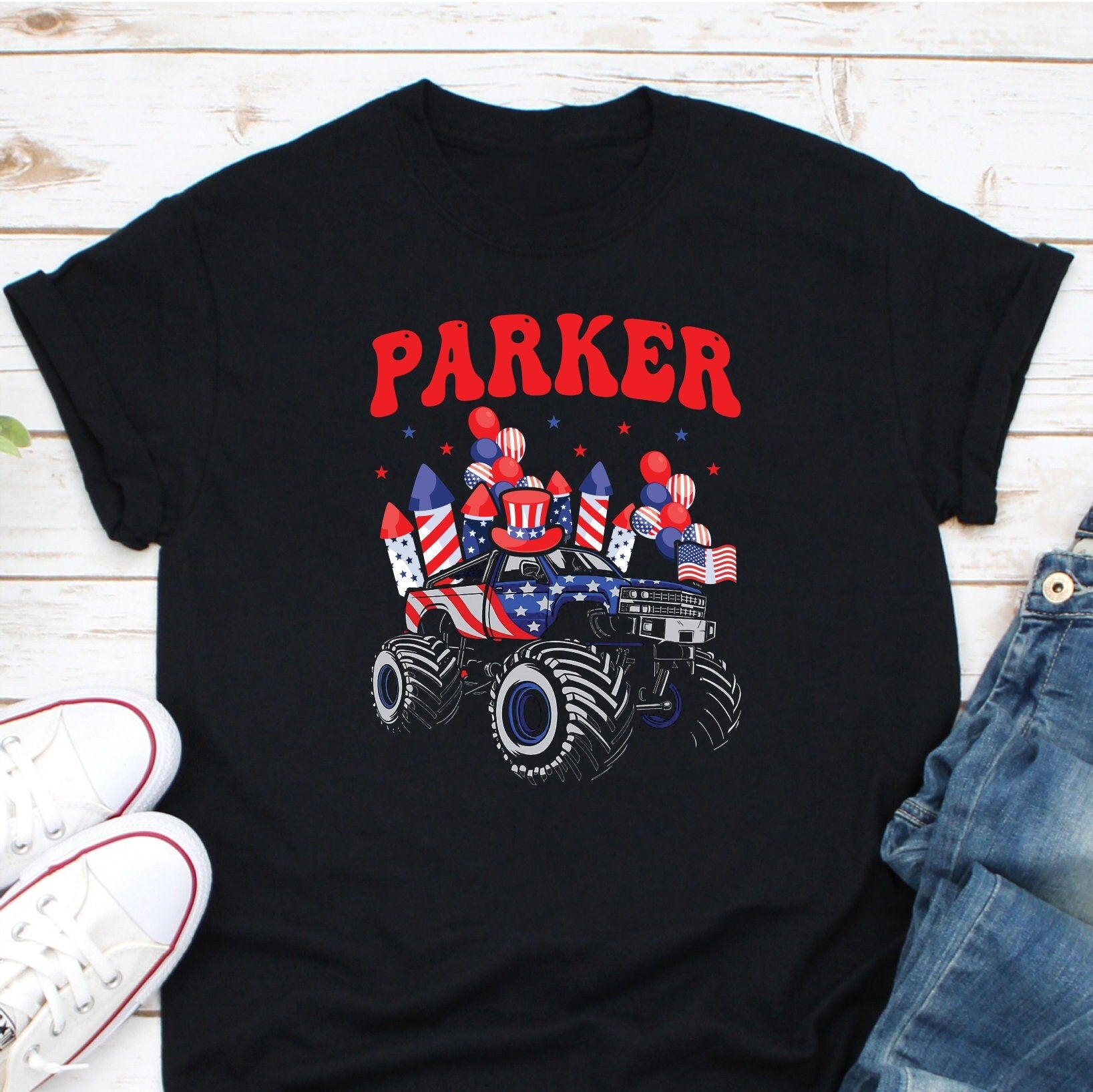 USA Parker Kids Toddlers Shirt, 4th Of July Shirt For Kids