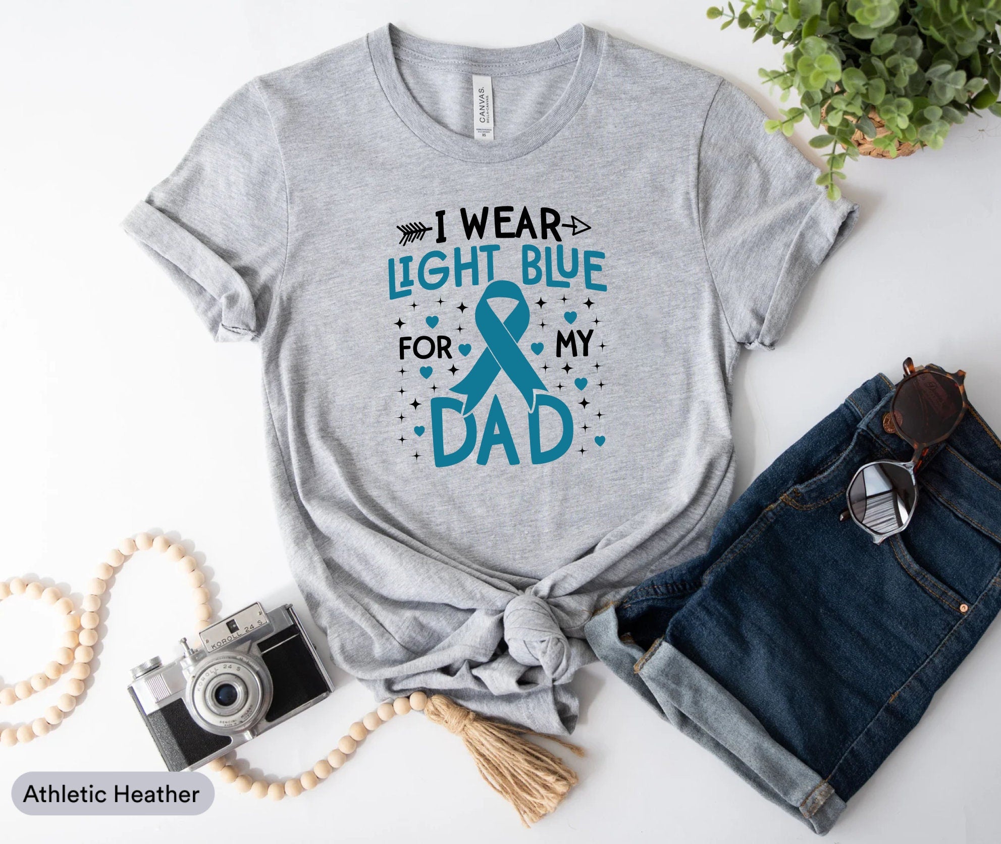 I Wear Light Blue For My Dad Shirt, Prostate Cancer Shirt, Blue Cancer Ribbon Gift, Prostate Cancer Warrior