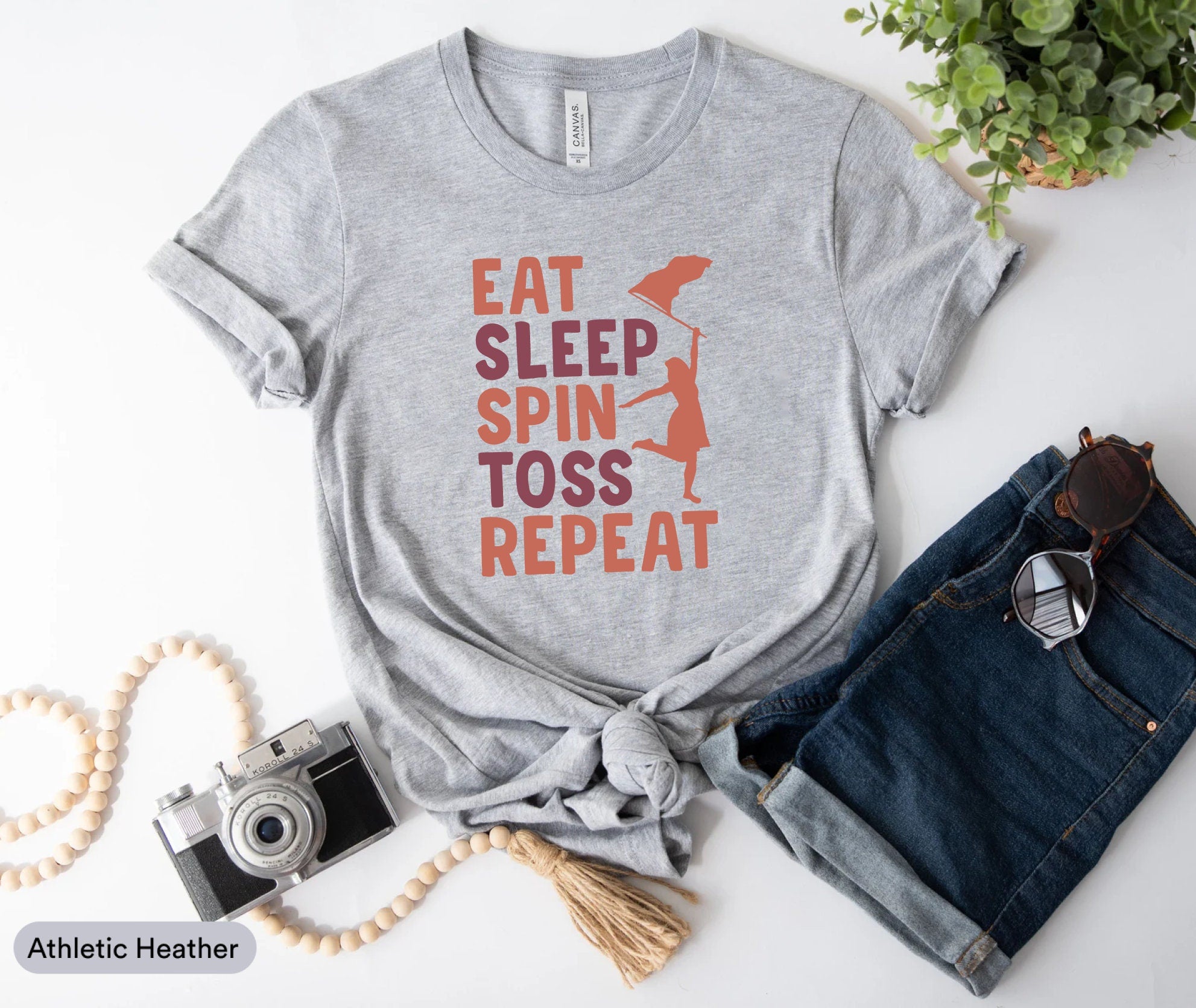 Eat Sleep Spin Toss Repeat Shirt, Marching Band Shirt, Color Guard Girl Shirt, Performer Girls Shirt, Tossing Flag Shirt