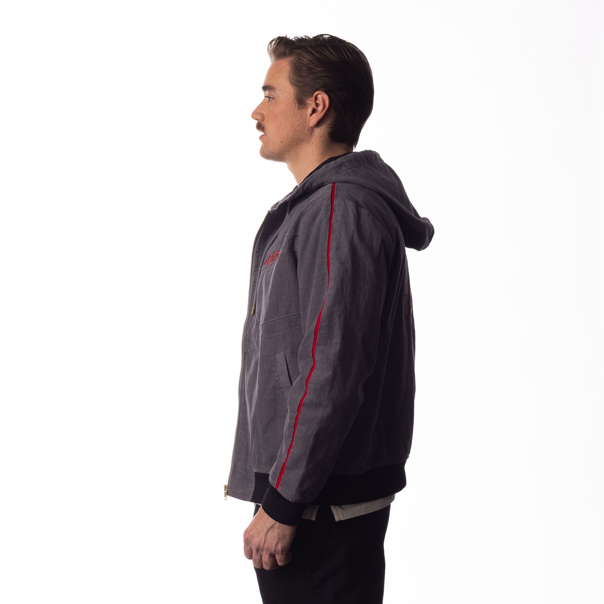 San Francisco 49ers Unisex Corduroy Full Zip Bomber - Grey