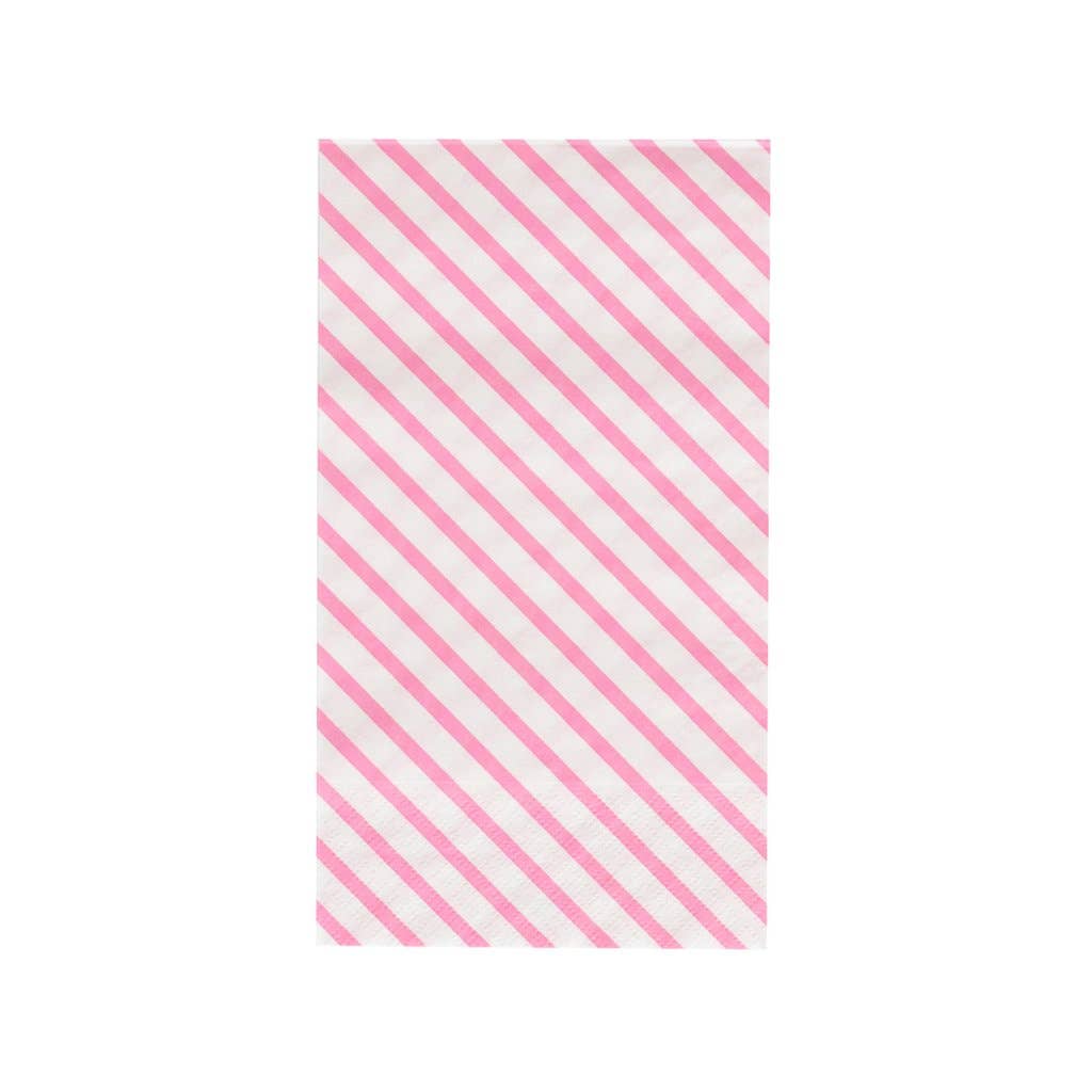 Striped Dinner Napkins-Neon Rose
