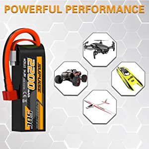 Supulse 2pcs 14,8V 4S 2200mAh 50c Bateria de lipo com plugue T